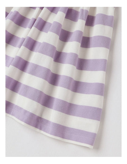 Polo Dress in Purple & Cream Stripe