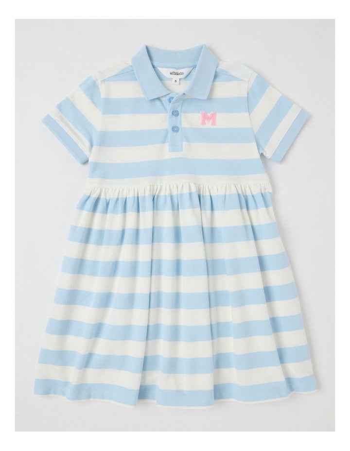 Polo Dress in Blue & Cream Stripe