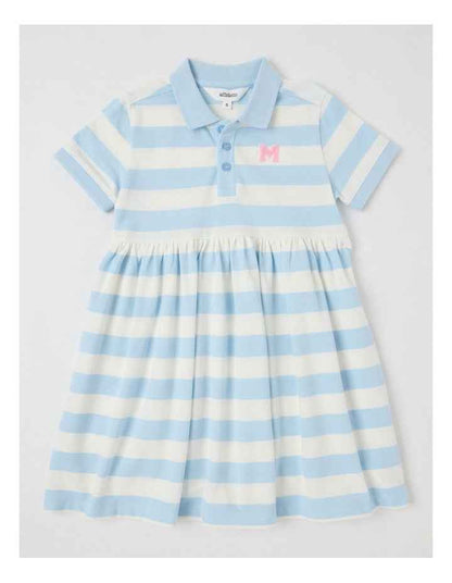 Polo Dress in Blue & Cream Stripe