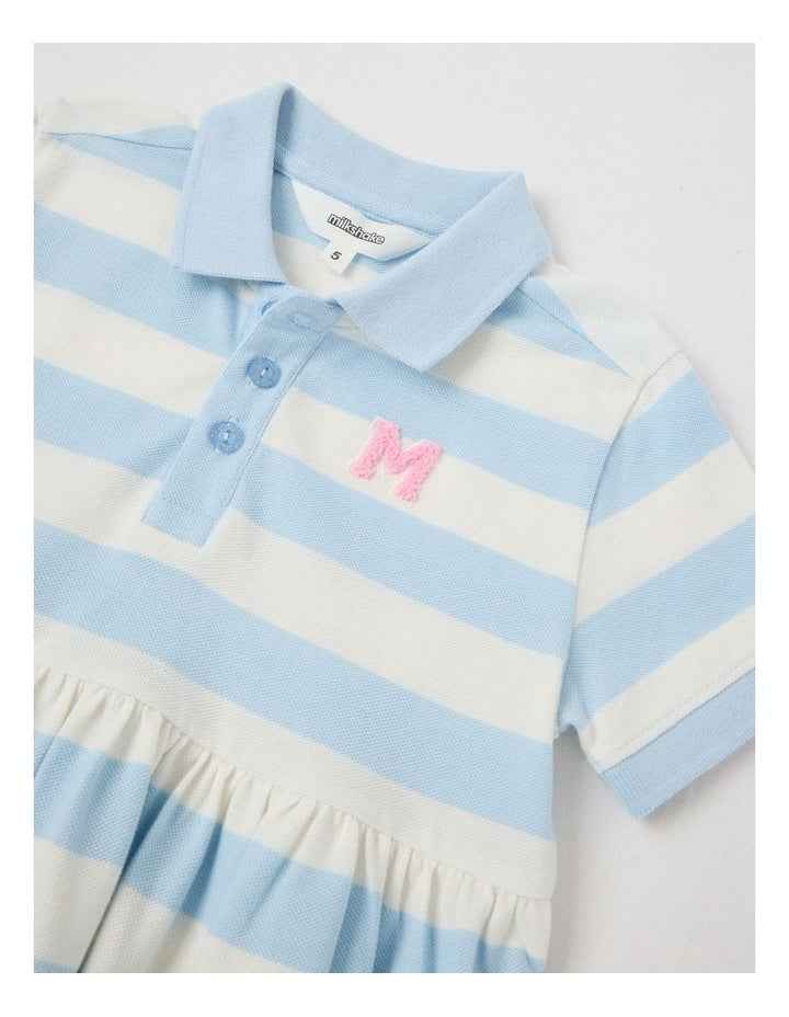 Polo Dress in Blue & Cream Stripe