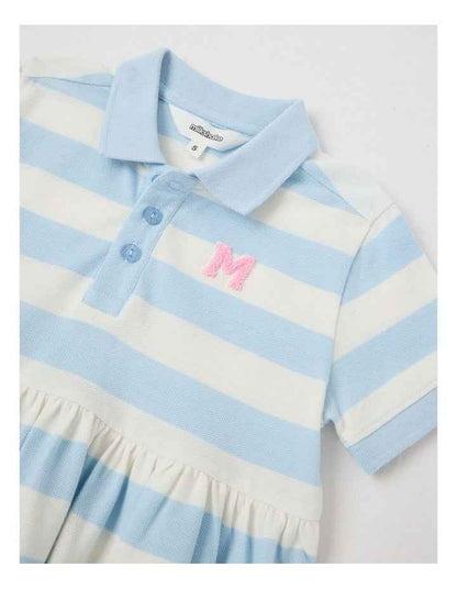 Polo Dress in Blue & Cream Stripe