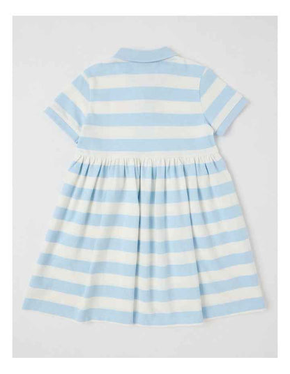 Polo Dress in Blue & Cream Stripe