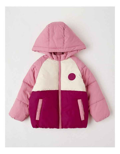 Hooded Puffer Jacket in Pink