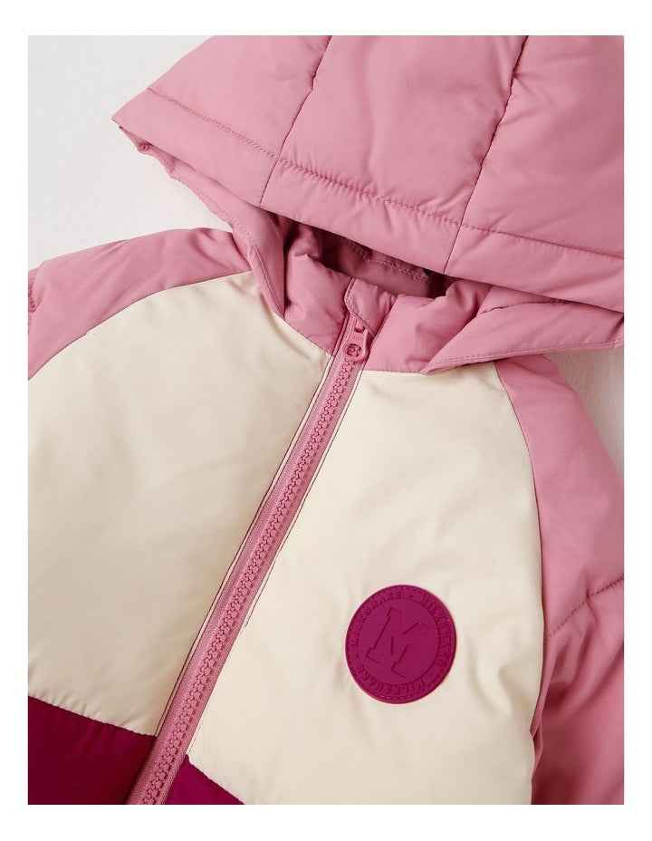 Hooded Puffer Jacket in Pink