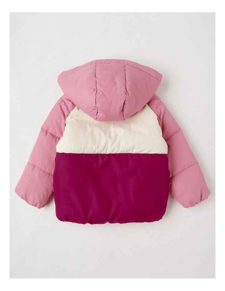 Hooded Puffer Jacket in Pink
