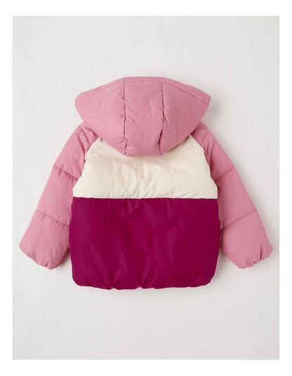 Hooded Puffer Jacket in Pink
