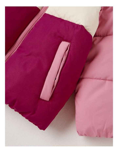 Hooded Puffer Jacket in Pink
