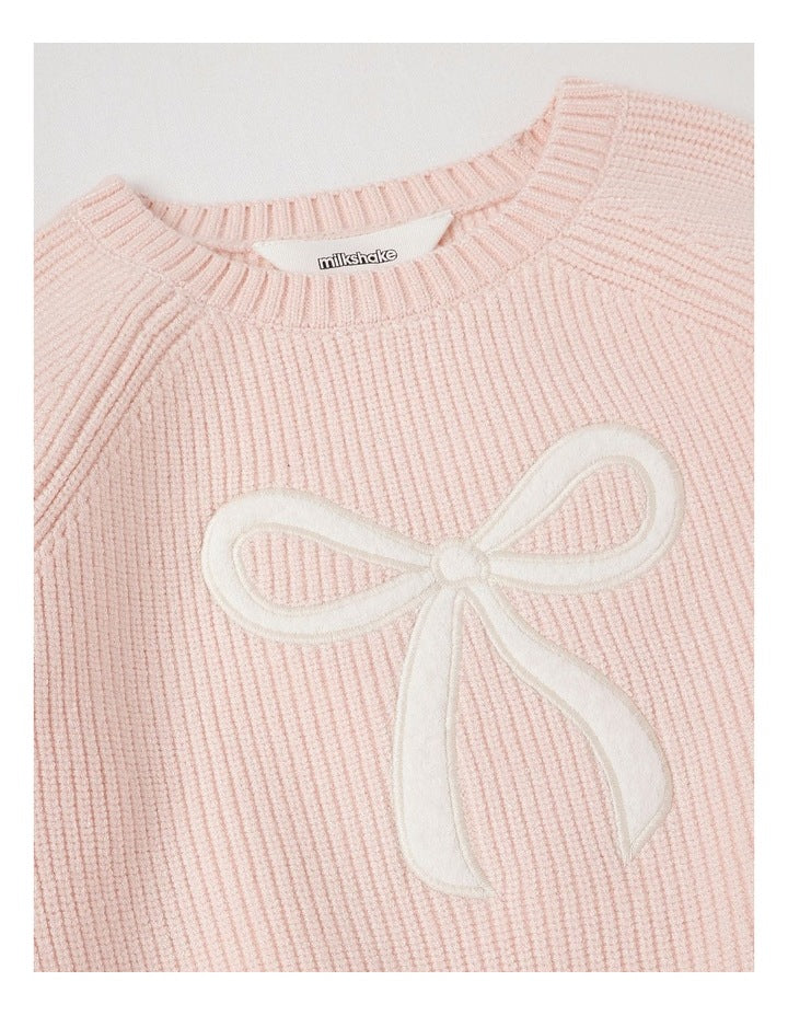 Bow Knit Jumper in Pink