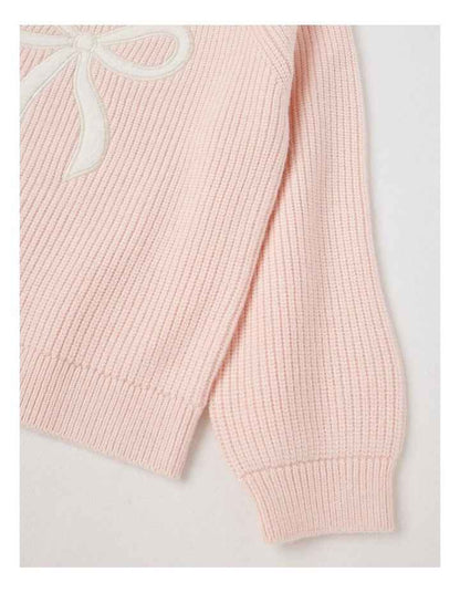 Bow Knit Jumper in Pink