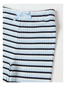 Essentials Ribbed Flare Legging in Blue Stripe