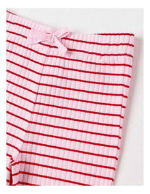 Essentials Ribbed Flare Legging in Pink Stripe