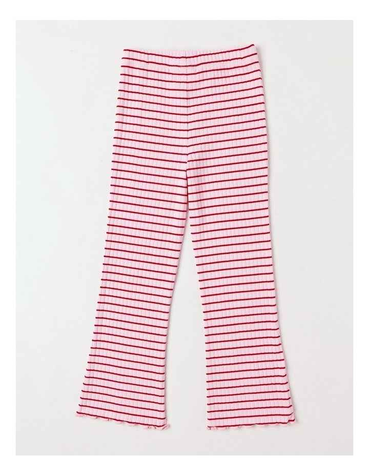 Essentials Ribbed Flare Legging in Pink Stripe