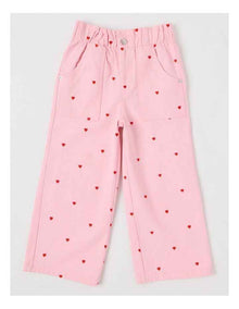 Canvas Cargo Pants in Pink Hearts