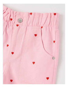 Canvas Cargo Pants in Pink Hearts