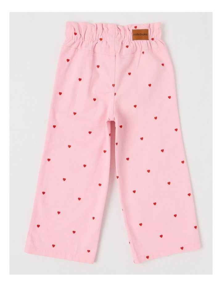 Canvas Cargo Pants in Pink Hearts