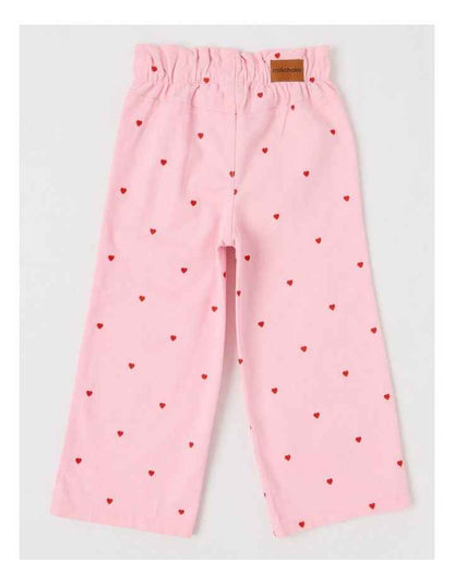 Canvas Cargo Pants in Pink Hearts
