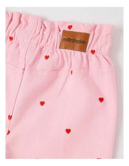 Canvas Cargo Pants in Pink Hearts