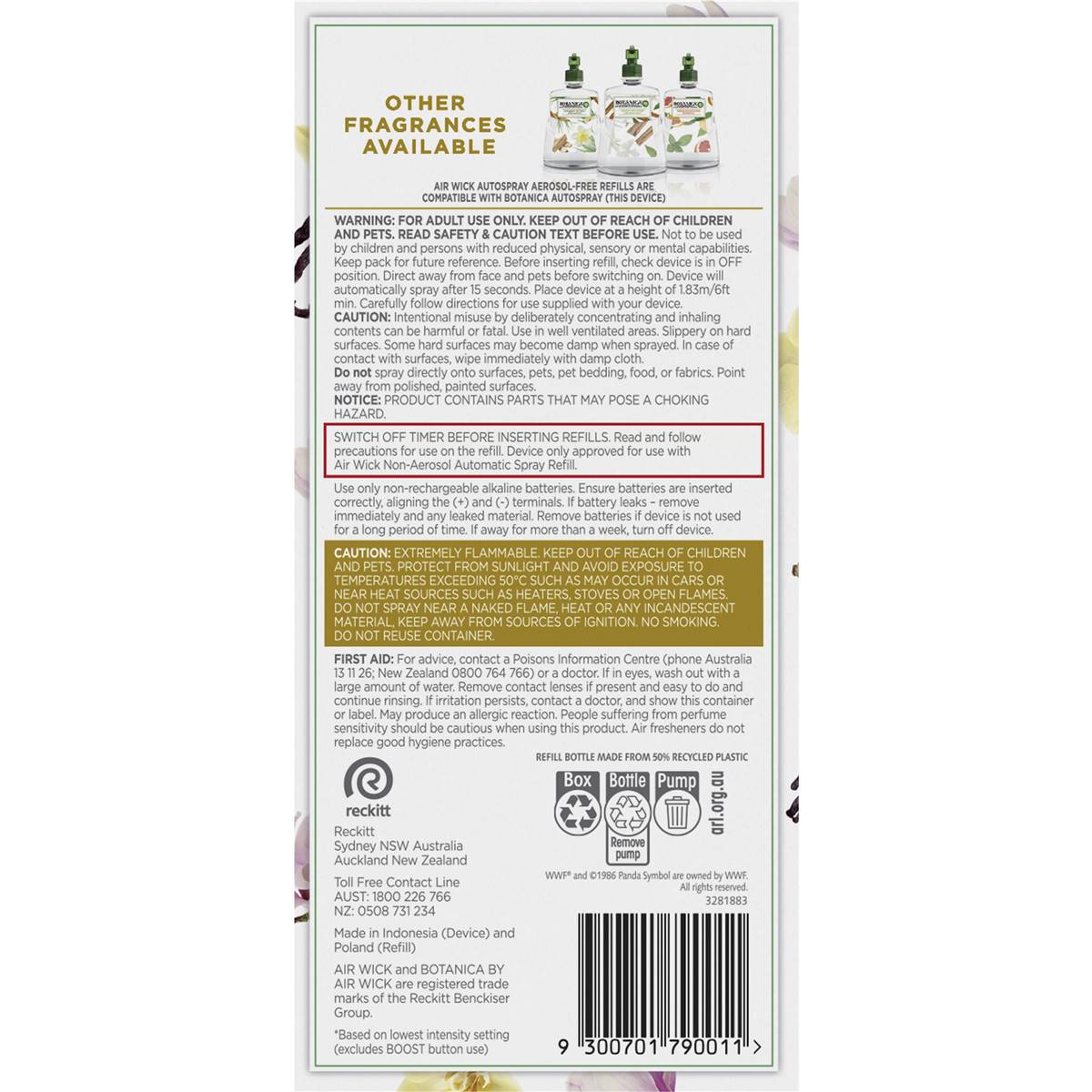 Air Wick Botanica Vanilla & Magnolia Automatic Air Freshener 224mL