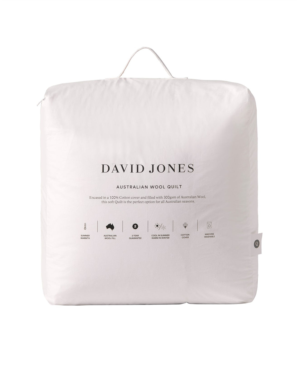 All Seasons Australian Wool 300GSM Quilt King White