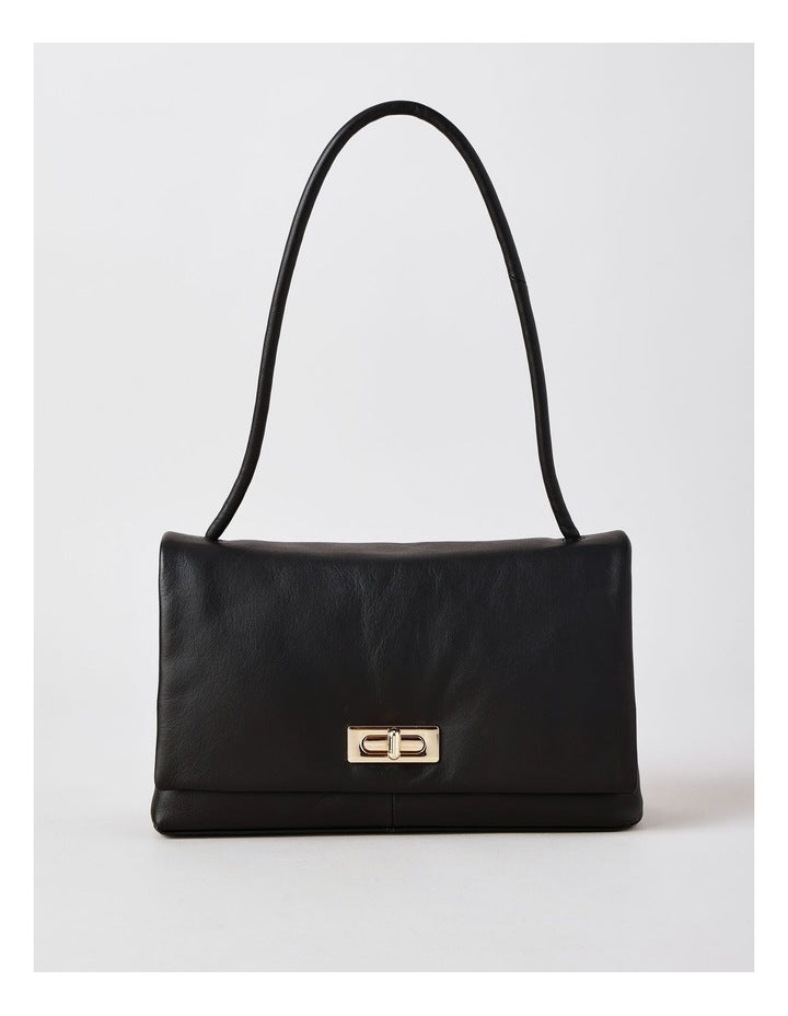 Audrey Leather Shoulder Bag in Black