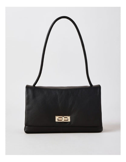 Audrey Leather Shoulder Bag in Black