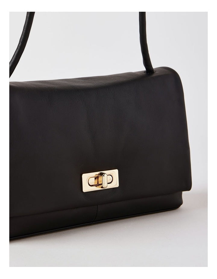 Audrey Leather Shoulder Bag in Black