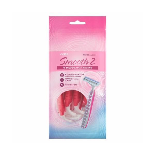 COLES TWIN BLADE DISPOSABLE RAZOR WOMEN 10 PACK