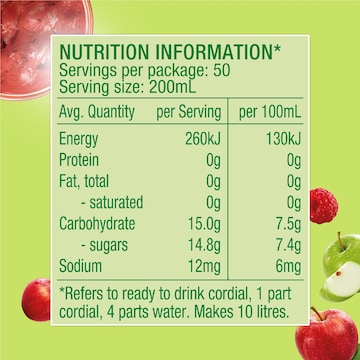 Apple Raspberry Fruit Cordial 2 Litres