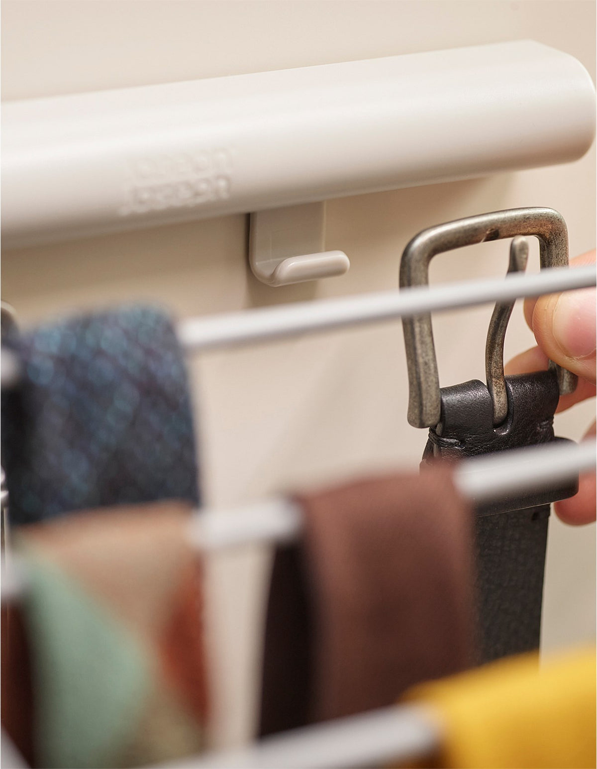 Orderly 22.6cm x 22cm Belt Tie and Scarf Rail Ecru