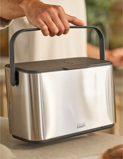 Collect 4L Stainless Steel Food Waste Caddy Grey