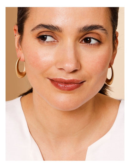 Curved Oval Hoop Earring in Gold