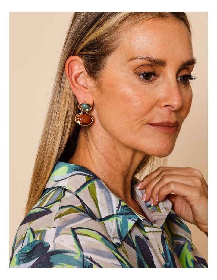 Stone Earring in Gold