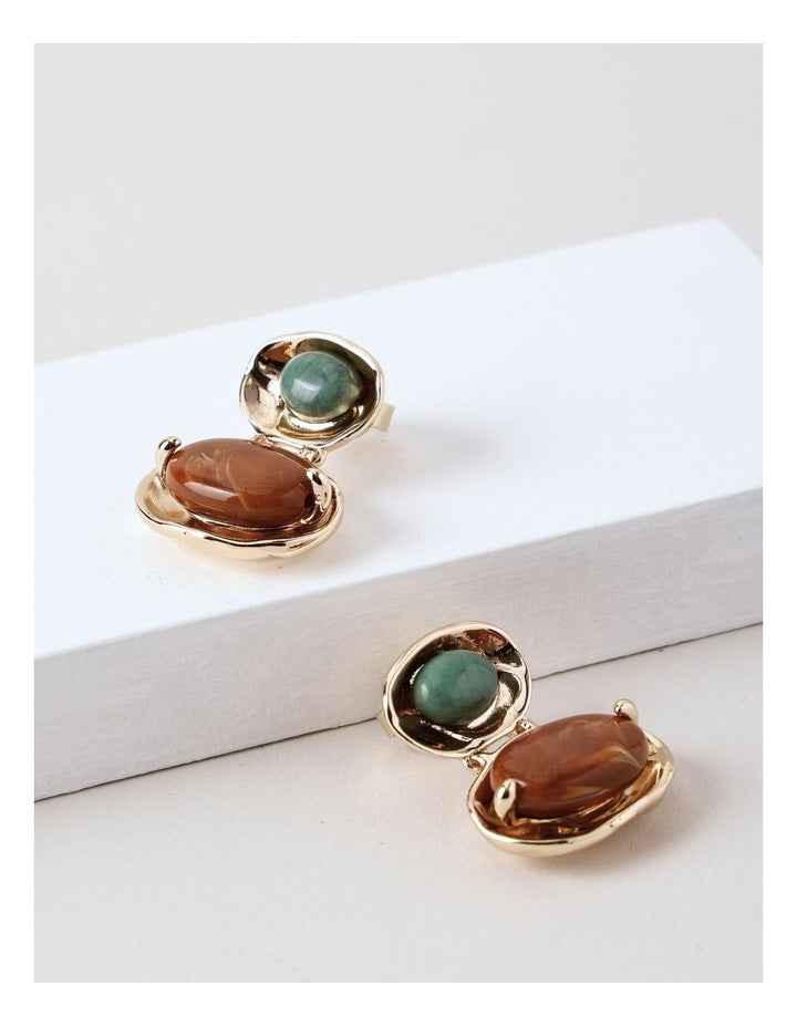 Stone Earring in Gold