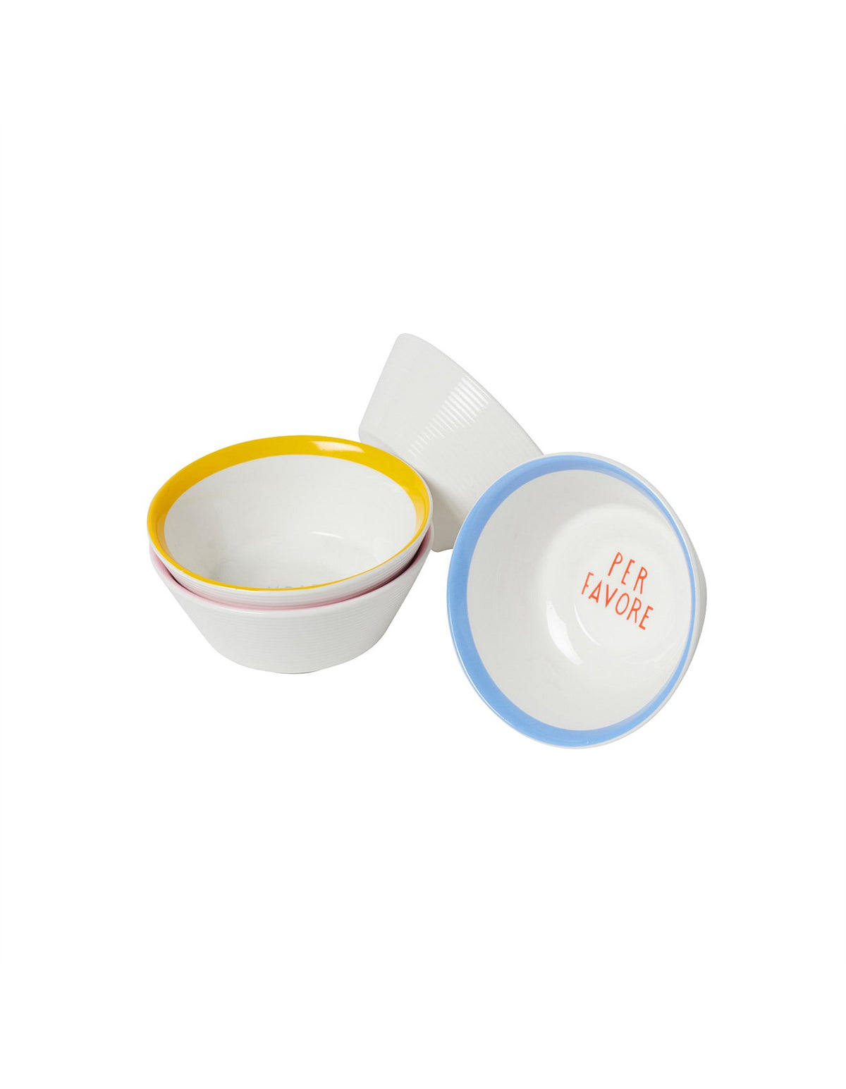 Italian Words 10cm Set of 4 New Bone China Dipping Bowls Multi