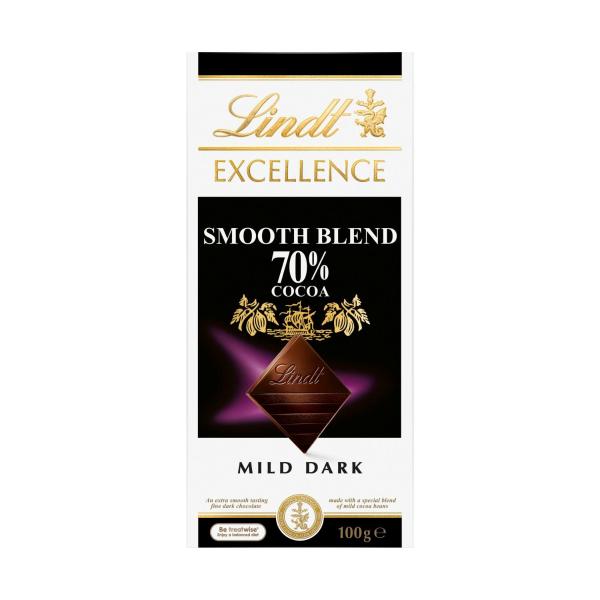 LINDT EXCELLENCE 70% SMOOTH DARK CHOCOLATE BLOCK 100G