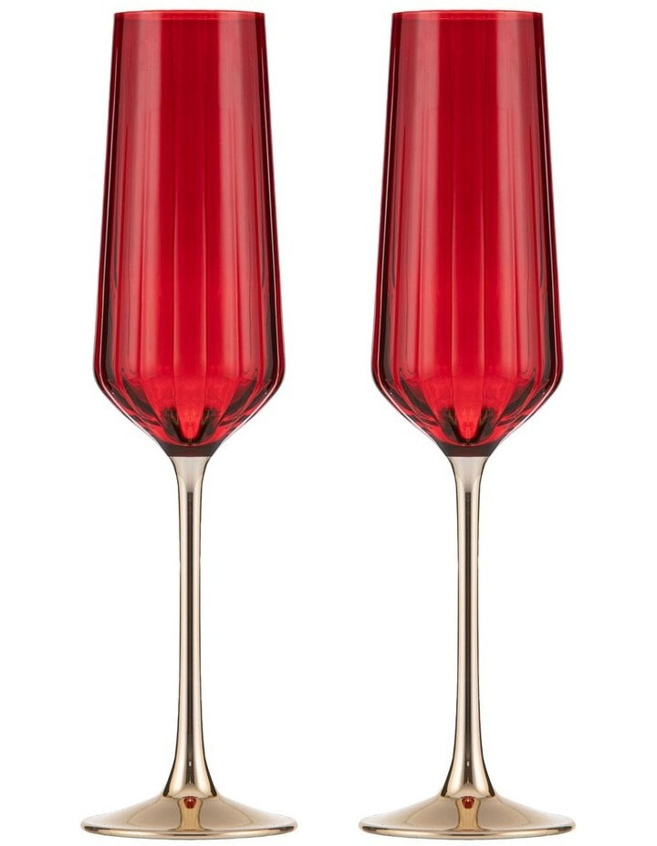 Valentina Champagne Glass 2 Pack in Berry