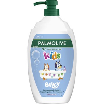 Palmolive Kids 3 In 1 Bluey Body Wash Bath & Hair 1L