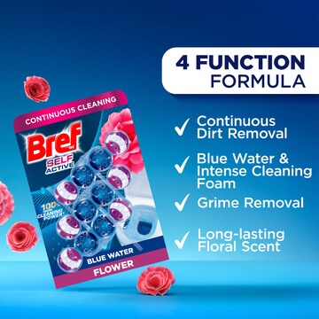 Bref Blue Active Flower Blossom Toilet Cleaner Block 50g x 3 pack