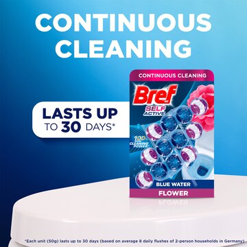 Bref Blue Active Flower Blossom Toilet Cleaner Block 50g x 3 pack