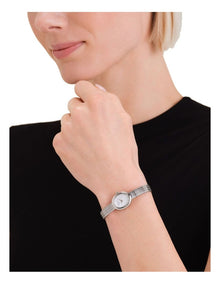 Mini Oval Woven Mesh Watch in Silver