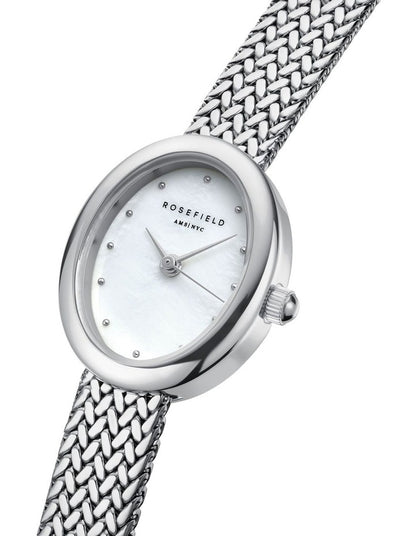 Mini Oval Woven Mesh Watch in Silver