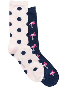 2 Pack Patterned 3/4 Crew Socks in Navy/Pink