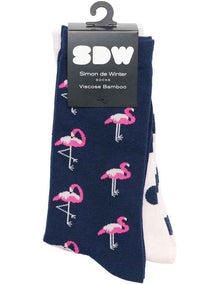 2 Pack Patterned 3/4 Crew Socks in Navy/Pink