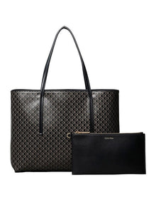Emblem Allover Print Small Tote Bag with Pouch