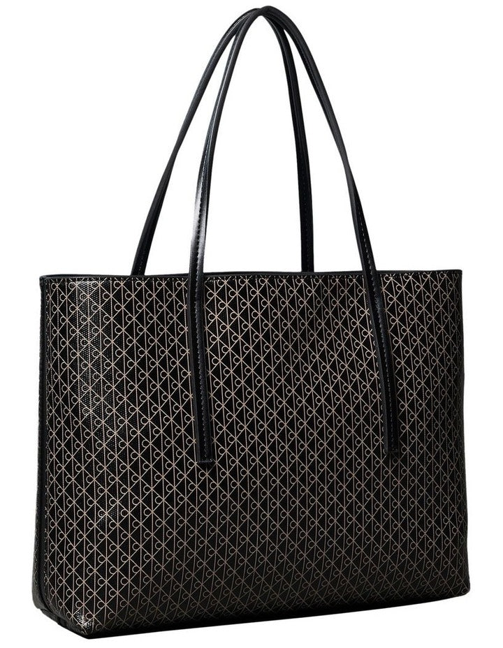 Emblem Allover Print Small Tote Bag with Pouch