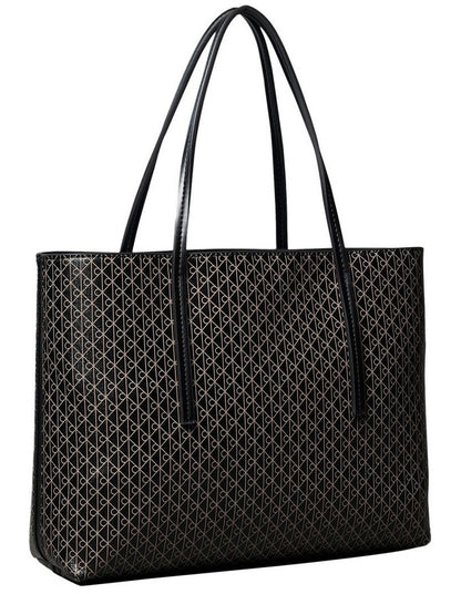 Emblem Allover Print Small Tote Bag with Pouch