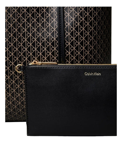 Emblem Allover Print Small Tote Bag with Pouch