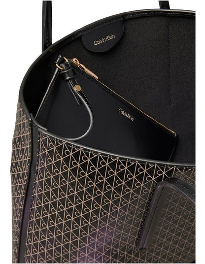 Emblem Allover Print Small Tote Bag with Pouch
