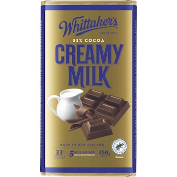 Whittaker's Block Creamy Milk 33% Cocoa 250g