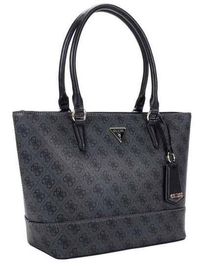 Sarai Top Zip Tote Bag in Coal Logo